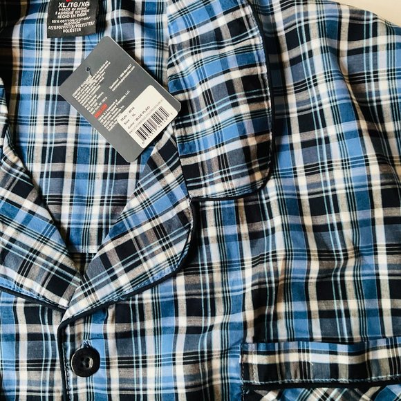 HANES Men's "Blue Plaid" 2 Piece Pajama Set NWT Size XL - Picture 2 of 10